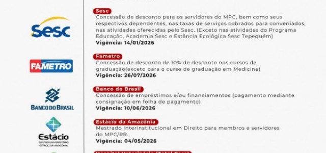 Ministério Público de Contas de Roraima celebra convênios para servidores